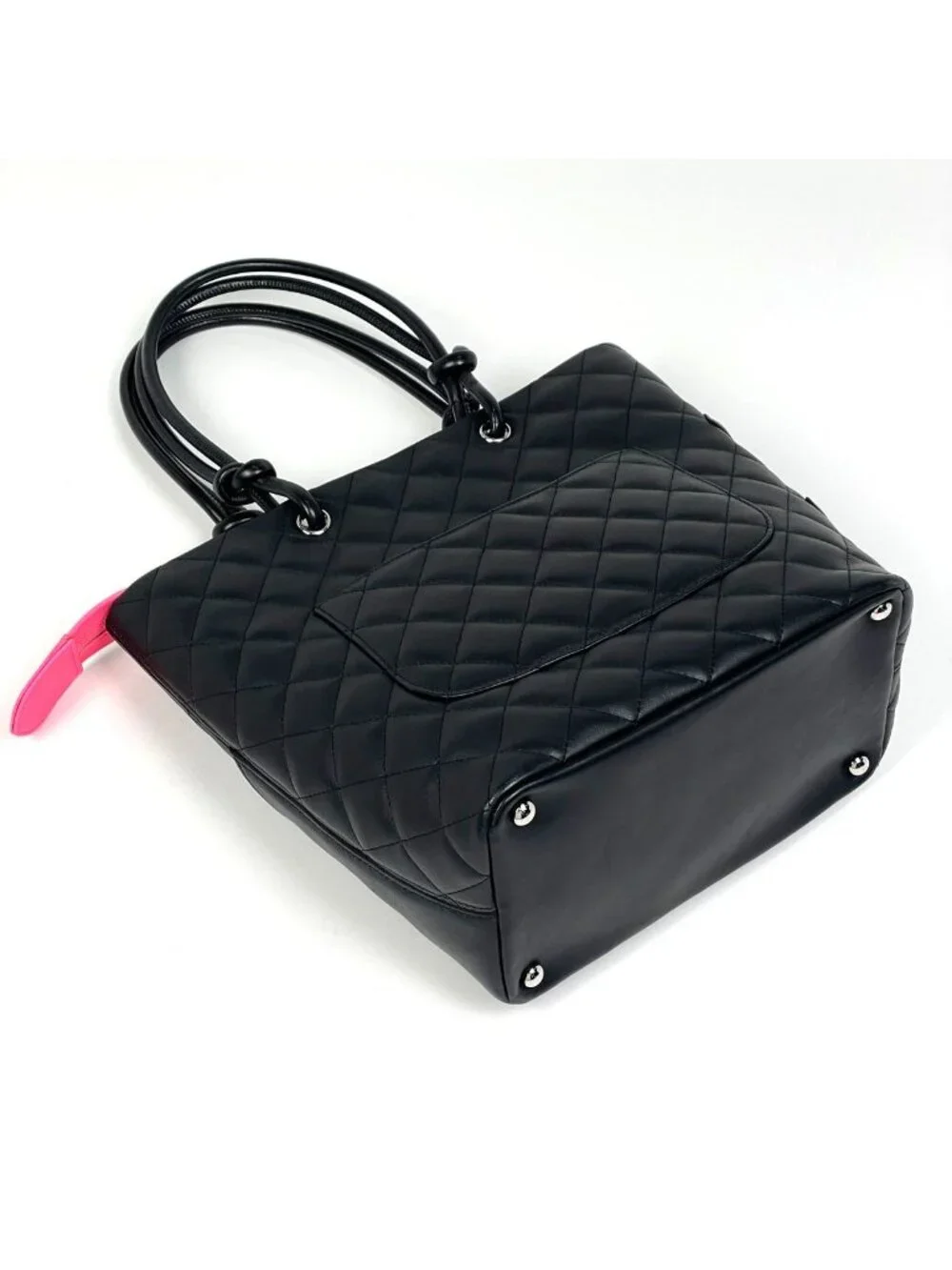 Chanel Cambon Line Tote CC Logo Handbag Leather Black - Picture 2 of 12